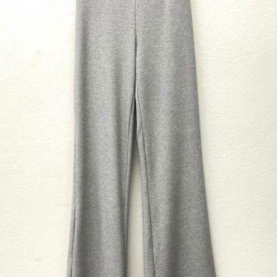 New illa illa Ribbed Flare Pants Small Leggings Gray Rayon High Waisted Stretchy