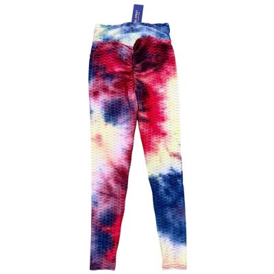 Viral Ruched Butt Leggings S NEW Tie Dye Bold ren blue workout athleisure yoga