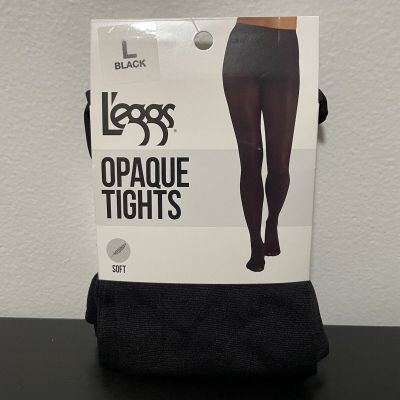 Leggs Opaque Black Tights Women’s Size Large 145-200LBS 1 Pair NWT