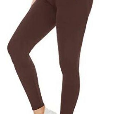 Leggings with Pockets for Women - High Waist Tummy Control Small-Medium Brown