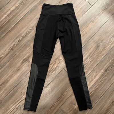 Athleta Leggings Pants Women's XXS Back Faux Leather Side Pockets Elastic Waist