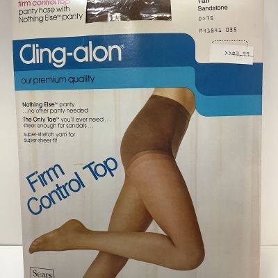 VINTAGE FIRM CONTROL TOP CLING-ALON TALL SANDSTONE PANTYHOSE