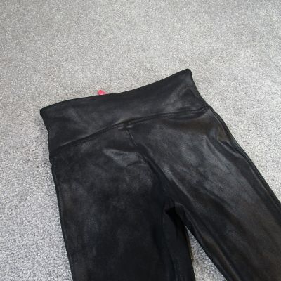 Spanx Leggings Womens Small Black Faux Leather Shiny