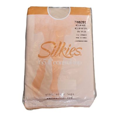 Silkies Control Top Pantyhose Medium Nude Ultra Sheer Legs Sandal Foot Toe