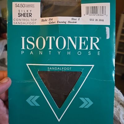 Vintage 1988 Isotoner Evening Shadow Sandalfoot Pantyhose Size 1 Style 504