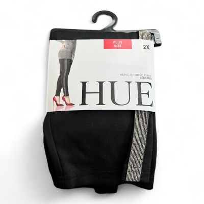 Hue Plus Size Women’s Metallic Tuxedo Pointe Leggings Black 2X 1 Pair