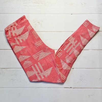 NWOT - Lularoe - Women’s Coral Geometric Design Leggings - Tall & Curvy