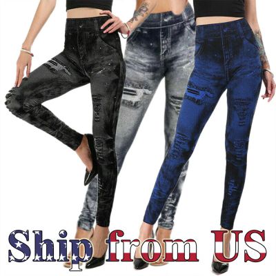 High Waist Women's Denim Jean Leggings Slim Stretch Pencil Jegging Elastic Pants