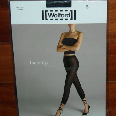 NWT Women's Wolford Lace Up Capri Leggings Color Midnight  Size S Style 14586