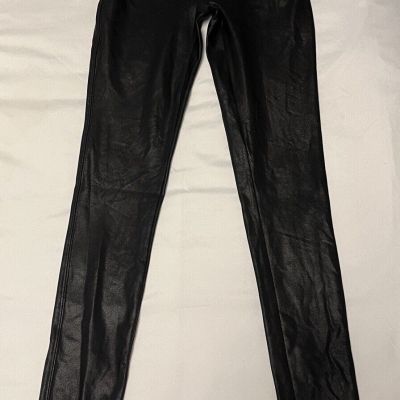 Spanx Leggings Women's Small S/P Black Faux Leather Shiny Sheen Night Out