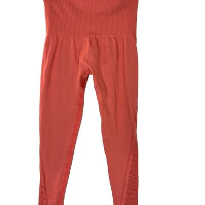 Senita Athletics Small Orange Capris Workout Fish Net Leggings 2076