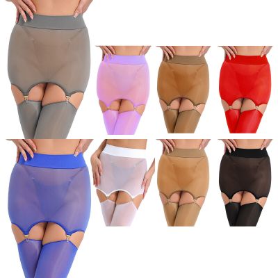 Womens Bodystockings Semi Sheer Thigh-High Stockings Transparent Lingerie Sexy