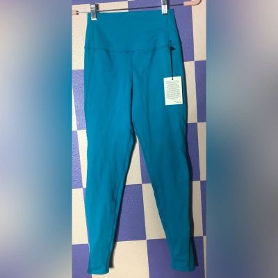 NWT Electric & Rose Bright Blue Leggings with Mesh Ankle Panels - Size S