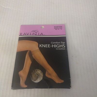 Women's Knee Highs Ravinia Comfort Top Suntan Queen size 10-13 NEW!