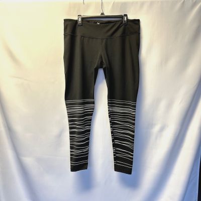 Old Navy Active Dry-Fit Legging Pants, Black with White Stripes, Size XXL, Comfy