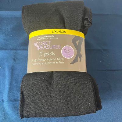 2 Pack Women's Black Footed Fleece Tights X/XL Secret Treasures New NIP