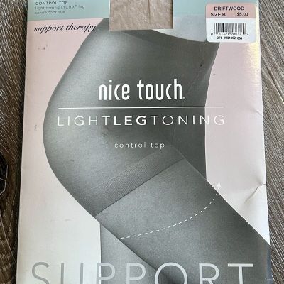 Nice Touch Support Therapy Light Toning Control Top Pantyhose Size B Sandal Toe