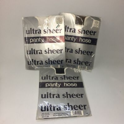 Vintage Pantyhose Ultra Sheer 100perc Nylon USA 3pc White Black Tan 5-5,8’ 1-160lbs