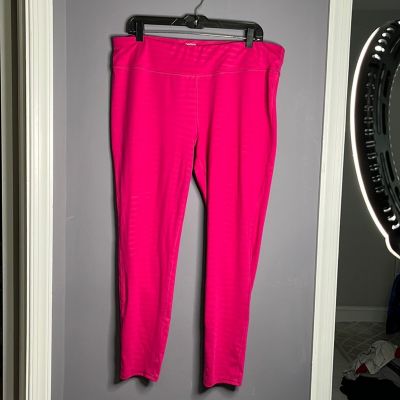 Danskin Dark Pink Striped Mid Rise Leggings Plus Size XXL