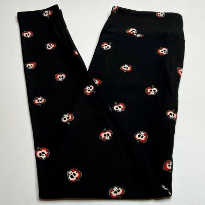 NEW LuLaRoe OS Leggings BLACK RED Blue Green POISON APPLE SKULL Halloween NY