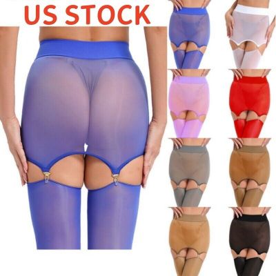 US Womens Miniskirt Lace Trim Bodycon Skirt Garter Clips Thigh-Highs Stockings