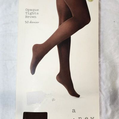 New A New Day Women's Brown Opaque Tights 50 Denier Full Toe Size M/L