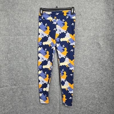 LuLaRoe Leggins Woman One Size 2-10 Blue Orange Pattern with Birds Activewear