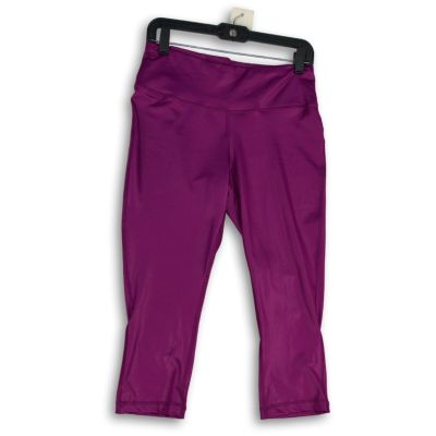 NWT Zelos Womens Purple Flat Front Elastic Waist Cropped Leggings Size M