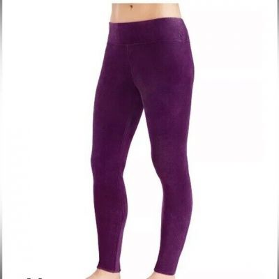 Cuddl Duds ribbed Double Plush Velour Legging eggplant XS New