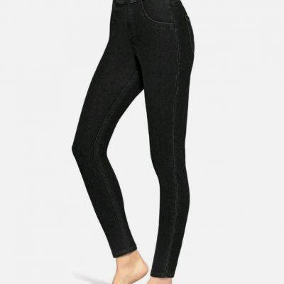 Hue Womens XXL Denim Leggings Utopia Mid-Rise Yoga Stretch Black Pull On