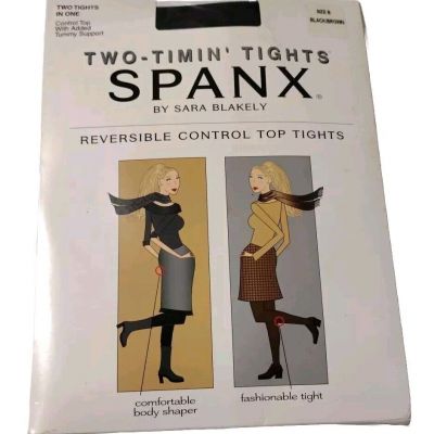 Spanx by Sara Blakely Two Timin Tights Black Brow Reversible Control Size B New