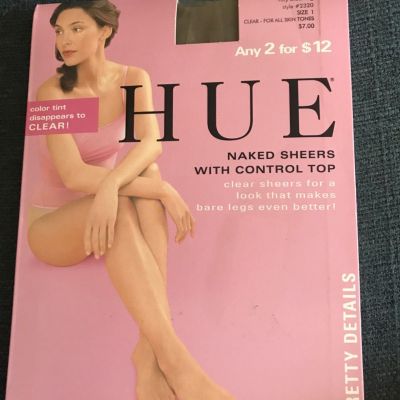 New HUE Toeless Control Top Pantyhose Very Sheer Leg Natural Size 1 Style 6010