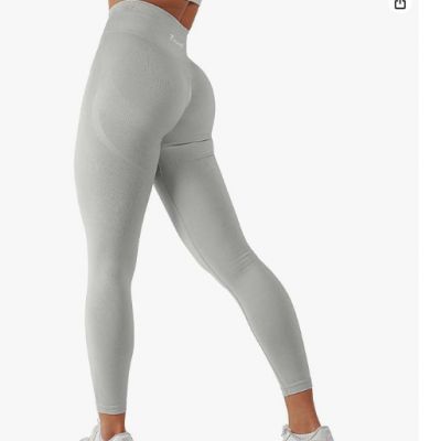 Women Legging High Waisted XS Butt Lifting Gray Scrunch Seamless Workout Tummy