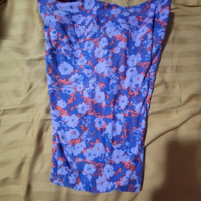 Lularoe Tall & Curvy Bluish Nackground W/Lavender Flowers  Leggings NWOT (#L84)