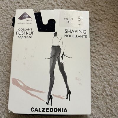 Calzedonia Women's Size Small Black Sheer Polka Dot Fashion Tights NWT