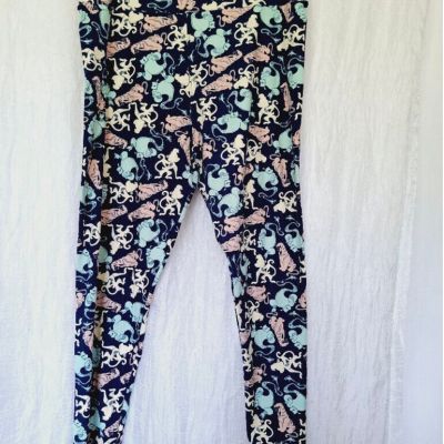 Women's LuLaRoe Leggings TC2 sz 18 plus Blue Pink Disney Alladin