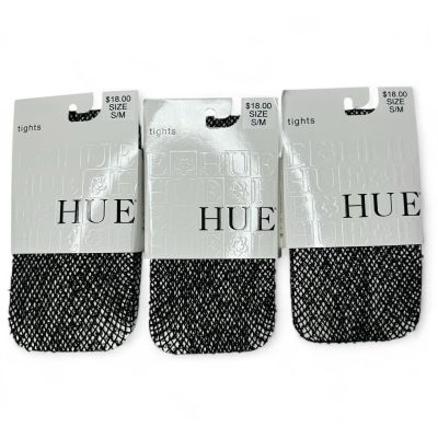 HUE Wool Boucle Loop Net Tights Size S/M Black - Wool Nylon Blend - 3 Pairs New