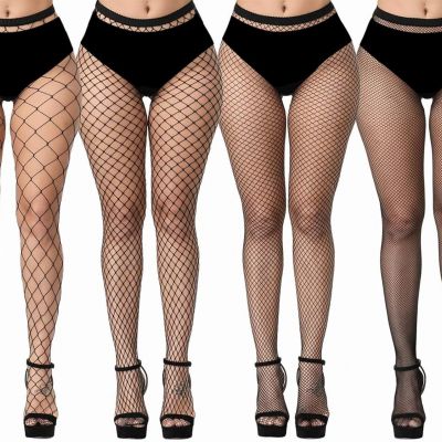 iCamter Plus Size Fishnet Stockings, Black Fishnet Tights Thigh High Stockings S