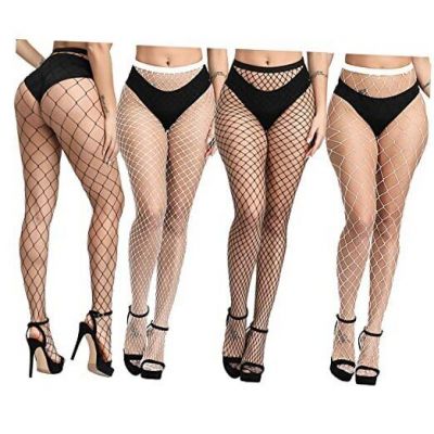 4 PCS Womens High Waist Tights Fishnet Stockings,fishnet stockings for women,