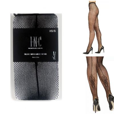 INC International Concepts Fishnet Backseam Tights w/ Ankle Detail Black XS S Ne