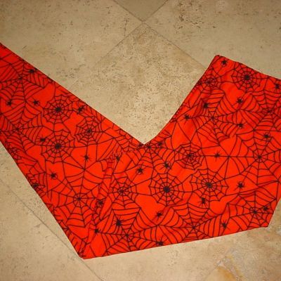 NWOT DEREK HEART PLUS STRETCH HALLOWEEN SPIDER WEB PRINT LEGGINGS ORANGE SZ 1X