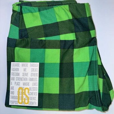 NEW LuLaRoe OS (2-10) Green Shades Black & Blue Plaid St Patrick’s Day Leggings