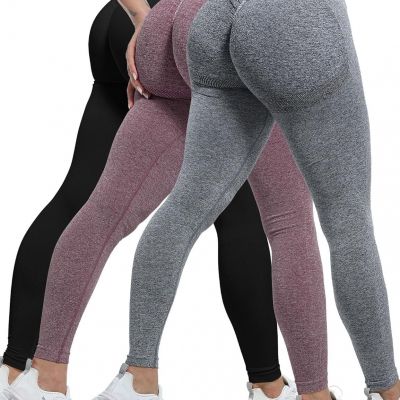 CHRLEISURE 3 Piece Workout Leggings Medium, 3 Packs - Black/Gray/Burgundy