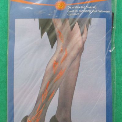 Vintage Flame Fire Tights Hosiery Pantyhose Costume Halloween Cosplay Adult NOS