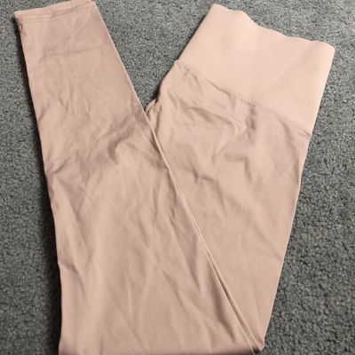 Cheat Day Women’s Fitness Leggings Sz M High Wide Waistband Adjustable Beige