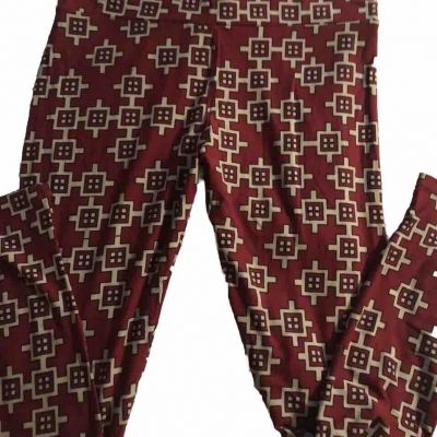 LuLaroe Tall Curvy Leggings Womens Pants Pj’s Lg New Burgundy 32” Waist