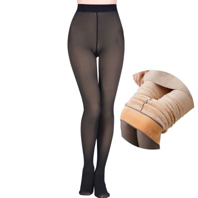 Women Fleece Lined Tights Sheer Winter Warm Pantyhose Fake Translucent Tights...