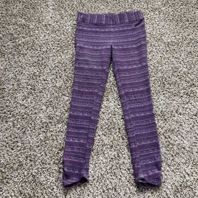 Columbia Fleece Leggings Pants Womens Medium Purple Geometric Pattern Print Knit