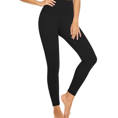 7 pack Women's Leggings Workout High Waisted Tummy Control Black L - XL