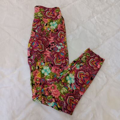 LuLaRoe soft colorful floral leggings womens one size